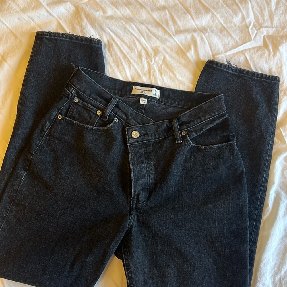 Abercrombie & Fitch Curve Love High Rise Dad Jean Black Size 27